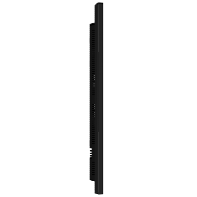 Monitor ou televisor preto visto de perfil com fundo branco