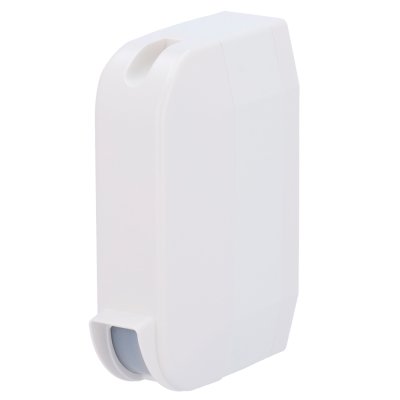 Dispensador de plástico branco com roda cinza