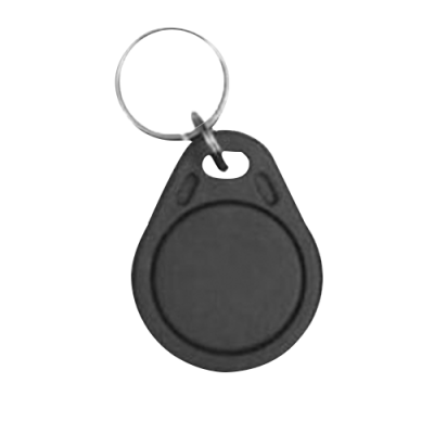 Chaveiro RFID preto com aro metálico