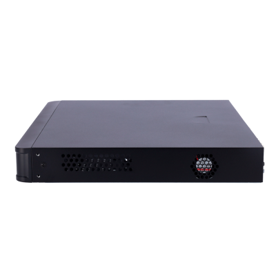 Aparelho electrónico negro compacto com ventilador lateral