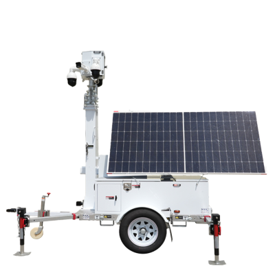 Trailer móvel com painel solar e câmaras de segurança