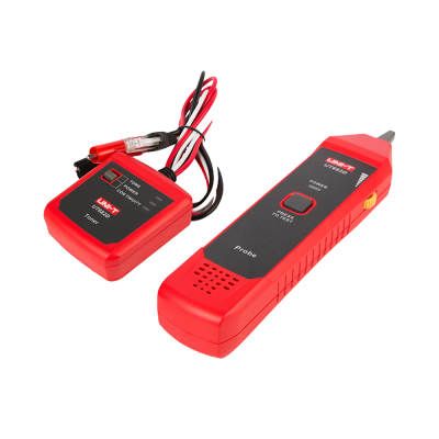 Equipamento de teste de cabos de rede UNI-T UT682D vermelho e preto com cabos e botões
