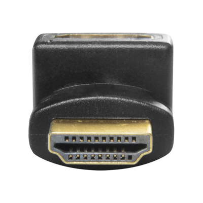 Adaptador HDMI fêmea para fêmea preto com conectores dourados