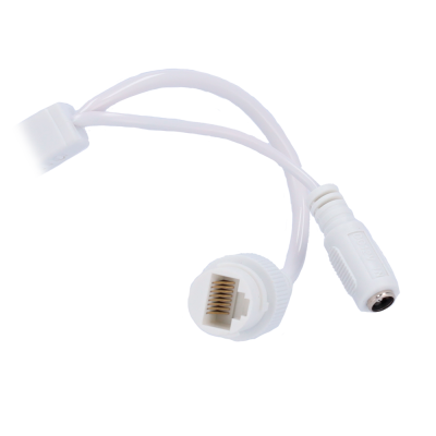 Cabo branco com conetores DC 12V IN e RJ45