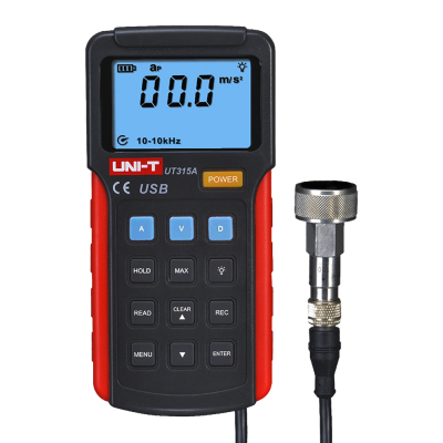 Medidor digital UNI-T UT315A com ecrã azul e sensor metálico conectado