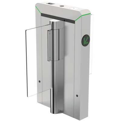 Porta giratória moderna em metal e vidro com luzes LED verdes