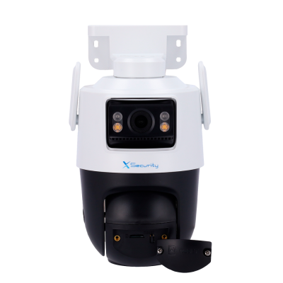 Câmara de segurança preta e branca X Security com inteligência