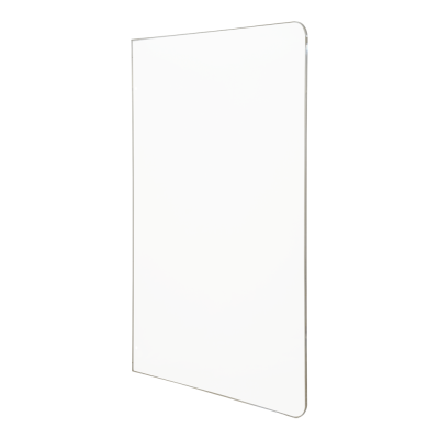 Painel de vidro transparente com cantos arredondados