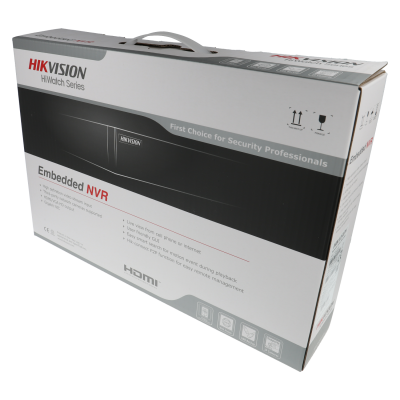 Embalagem do dispositivo Hikvision HiWatch Series Embedded NVR branca e cinzenta