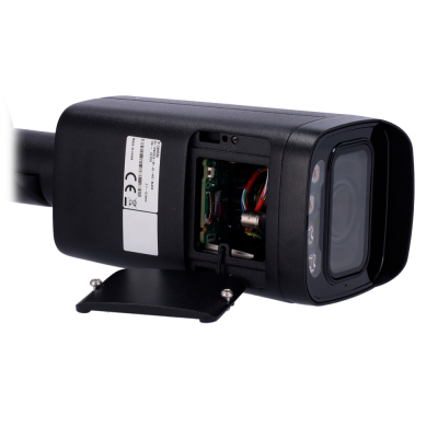 Câmara de vigilância preta com parte interna visível