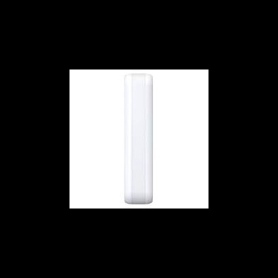 Power bank portátil branco de lado com acabamento liso e cantos arredondados