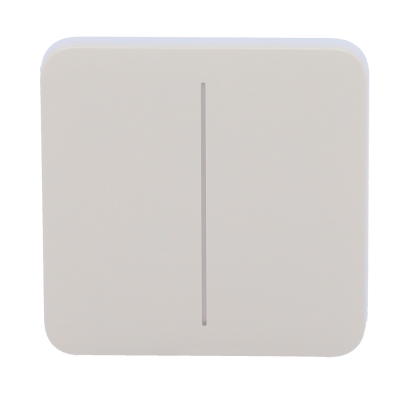 Interruptor elétrico branco quadrado com linha vertical cinza no centro