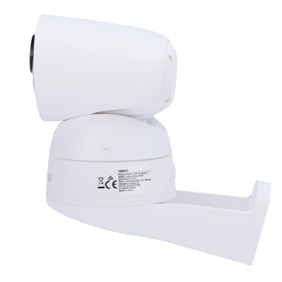 Câmara WiFi Reolink branca com suporte, etiqueta visível com informações do produto