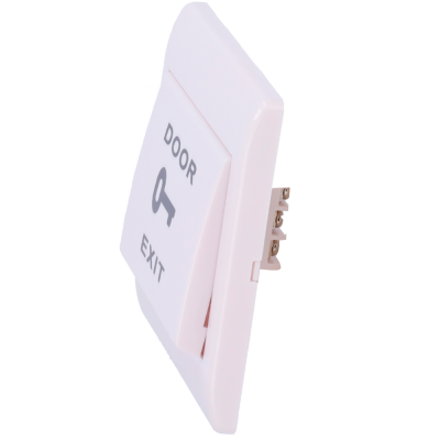 Interruptor branco de parede com texto DOOR EXIT e símbolo de chave