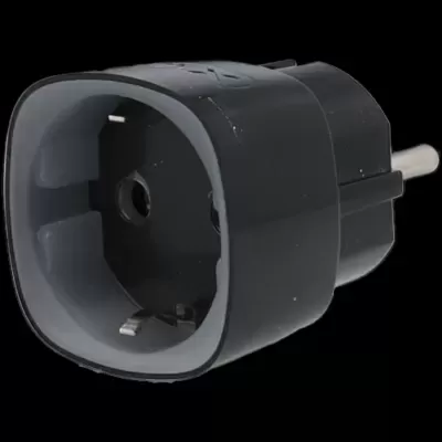 Tomada elétrica preta Schuko com borda cinza