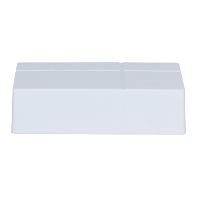 Caixa retangular branca lisa vista de lado
