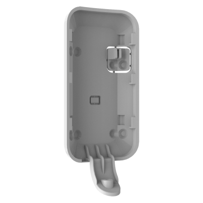 Capa plástica cinzenta com tampa articulada aberta