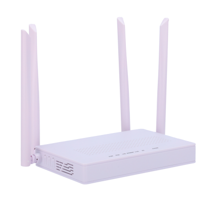 Roteador Wi-Fi branco com quatro antenas externas
