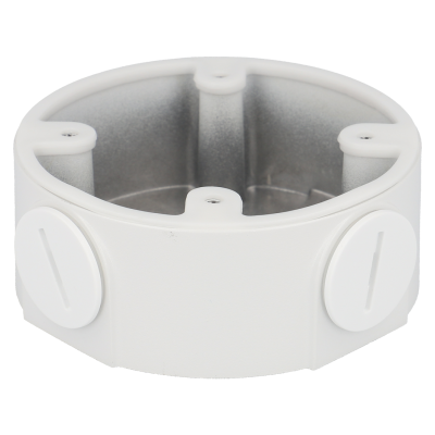 Caixa de derivação elétrica redonda branca com interior metálico