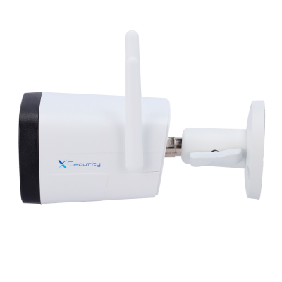 Câmara de segurança branca com antena e suporte ajustável