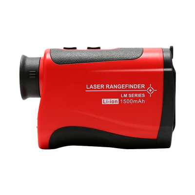 Medidor de distância a laser vermelho com preto e texto impressa na lateral