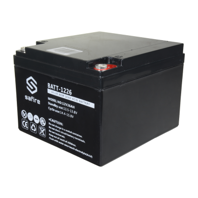 Bateria preta de chumbo ácido Safire modelo BATT-1226 12V 26Ah