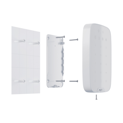 Teclado táctil branco para alarme com base de fixação