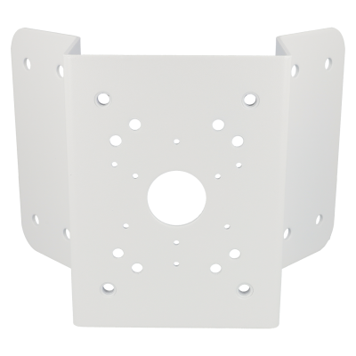 Suporte de montagem branco em metal com vários orifícios