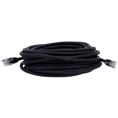 Cabo de rede preto com conectores RJ45