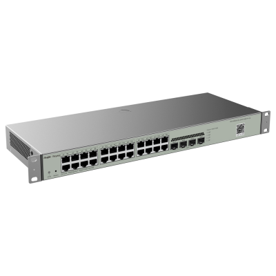 Switch de rede Cisco cinzento com múltiplas portas Ethernet
