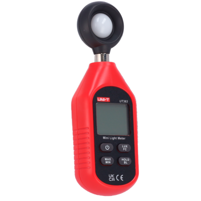 Medidor de luz portátil vermelho e preto UNI-T UT383 com visor e botões