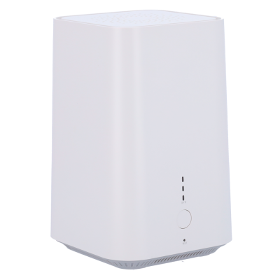 Router wifi branco em forma de torre com luzes led