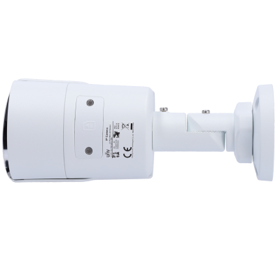 Câmara de segurança IP branca com suporte ajustável e etiqueta
