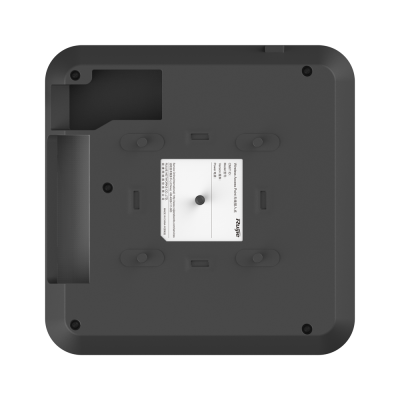 Base quadrada preta com etiqueta técnica central