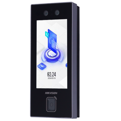 Dispositivo eletrônico preto com visor digital e duas câmeras