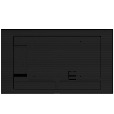 Parte traseira preta de monitor ou televisão com entradas de porta