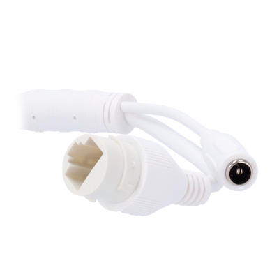 Cabo branco com conector metálico redondo e conector plástico hexagonal