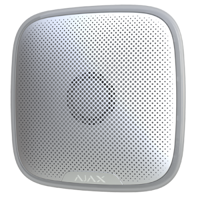 Dispositivo quadrado branco com cantos arredondados com padrão de furos circulares