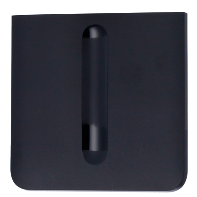 Produto quadrado preto com recorte central vertical