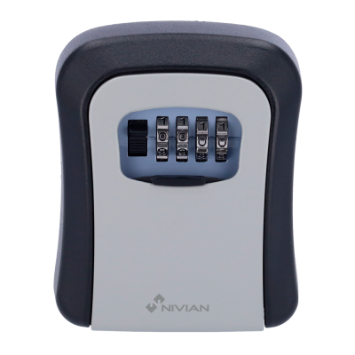 Caixa de combinação para chaves em plástico cinzento e preto com números