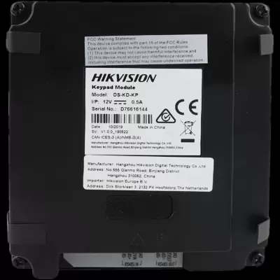 Módulo de teclado preto Hikvision com etiquetas brancas