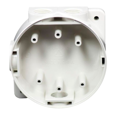 Caixa de montagem elétrica redonda branca de plástico com várias entradas