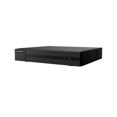Gravador digital de vídeo preto HIKVISION com textura geométrica frontal e LEDs