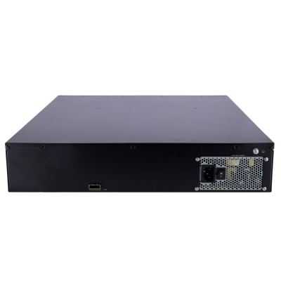 Equipamento eletrónico preto com ventoinha e porta Ethernet