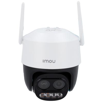 Câmara de vigilância Imou branca e preta com duas antenas brancas e LEDs