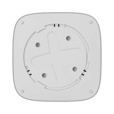 Dispositivo branco quadrado com base circular e padrão em cruz