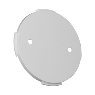 Tampa redonda branca em plástico com orifícios e encaixes