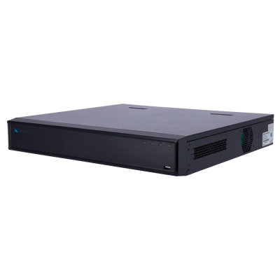 Equipamento eletrónico preto retangular com indicadores LED e porta USB