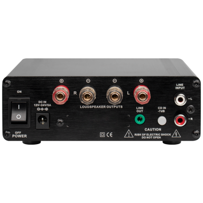 Painel traseiro de amplificador com conectores e interruptor power