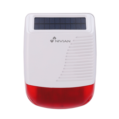 Dispositivo branco e vermelho com painel solar e texto MINI Speed Dome.